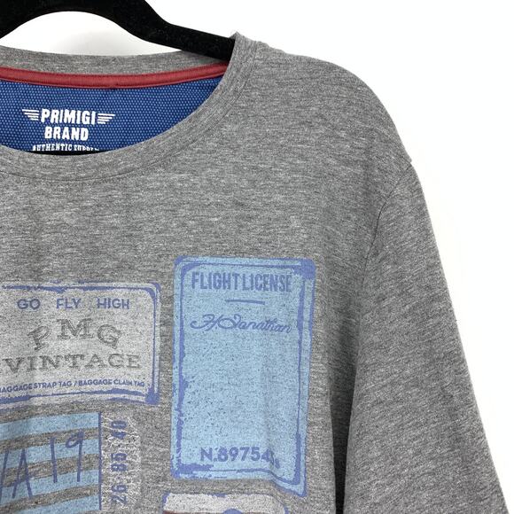 Primigi Long Sleeve Crew Neck Tee Boys Sz 14 Gray Travel Ticket Graphic Print - Picture 3 of 6